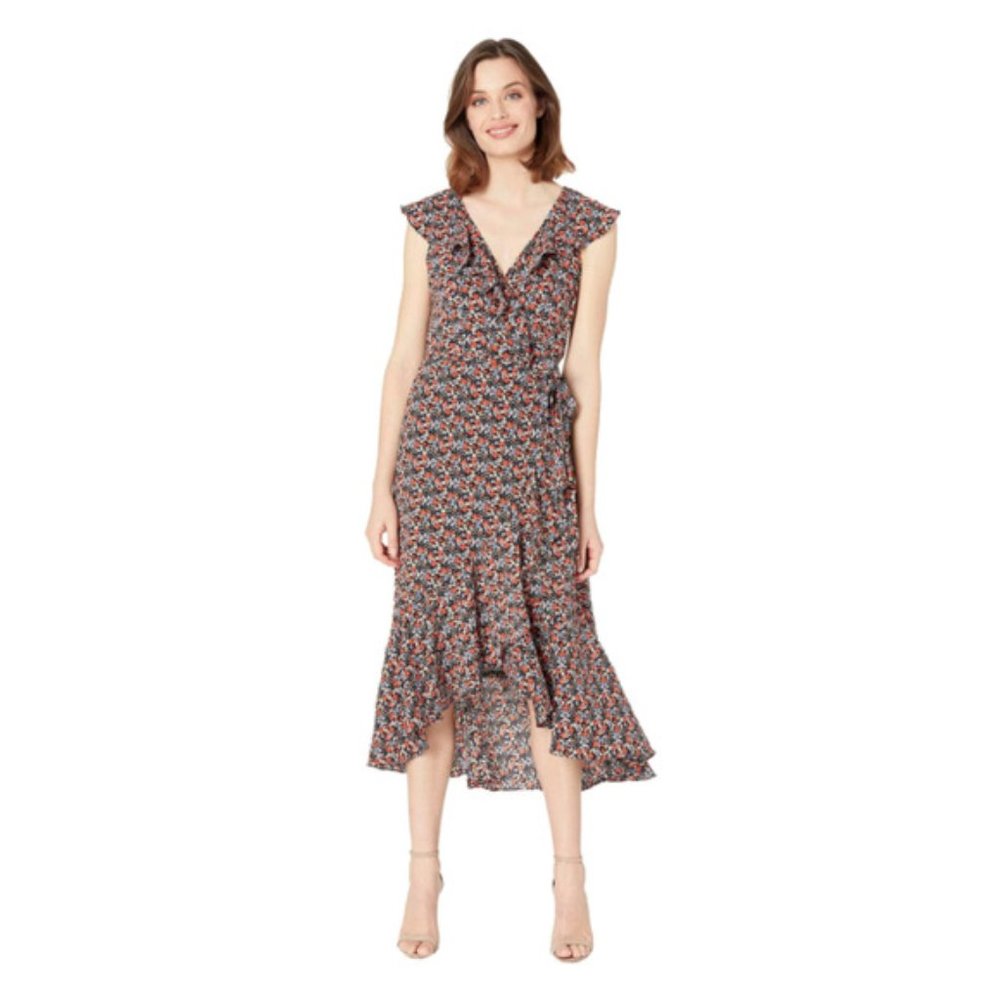 Max Studio Ruffle Wrap Midi Dress XS
